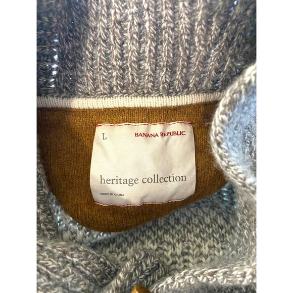 Banana Republic Heritage Collection Mens Wool Sweater Gray Size L - Picture 3 of 14